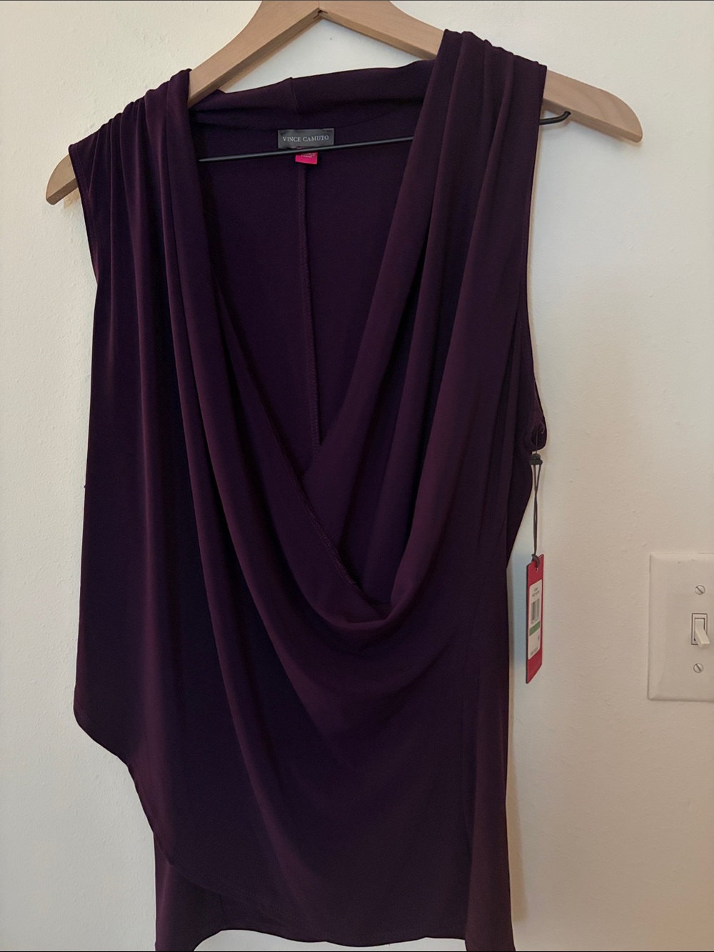 Vince Camuto Sleeveless Draped Cowl Neck Top — Plum